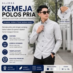 Kemeja Polos Pria Lengan Panjang Soft Grey — ALJOSA