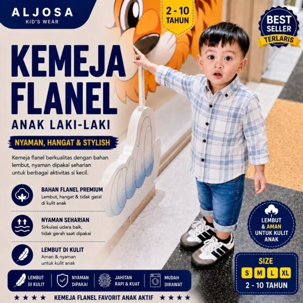 Kemeja Flanel Anak – Skyline Blue
