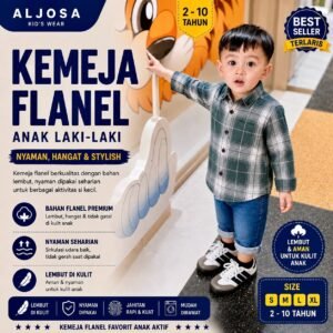 Kemeja Flanel Anak – Forest Green
