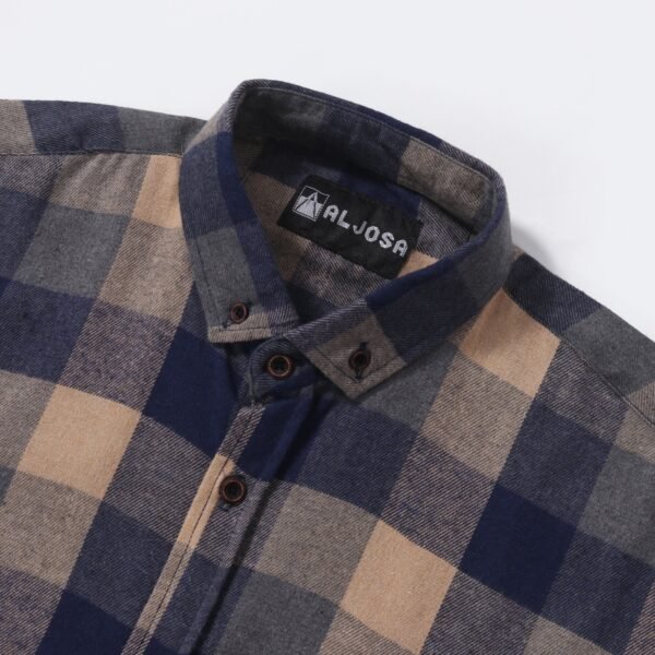Kemeja Flanel Pria Lengan Panjang BF Navy Cream | ALJOSA