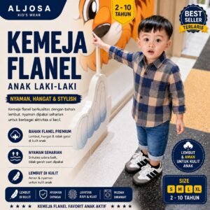 Kemeja Flanel Anak - Navy Cream