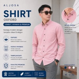 Kemeja Polos Pria Lengan Panjang Pink — ALJOSA