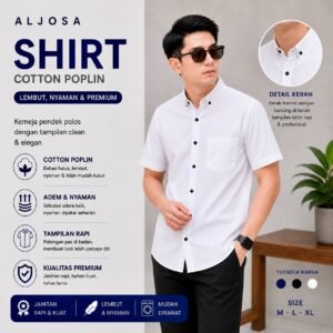 Kemeja Polos Pria Lengan Pendek Putih — ALJOSA