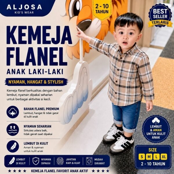 Kemeja Flanel Anak – Cookie Cream