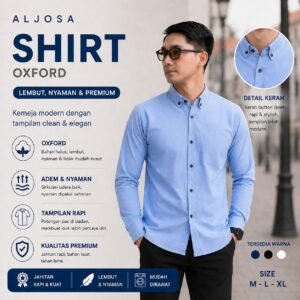 Kemeja Polos Pria Lengan Panjang Soft Blue — ALJOSA