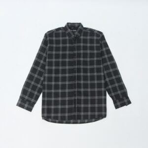 Kemeja Flanel Pria Lengan Panjang Black Grey | ALJOSA