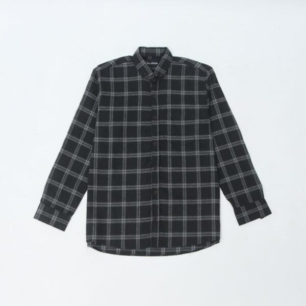 Kemeja Flanel Pria Lengan Panjang Black Grey | ALJOSA